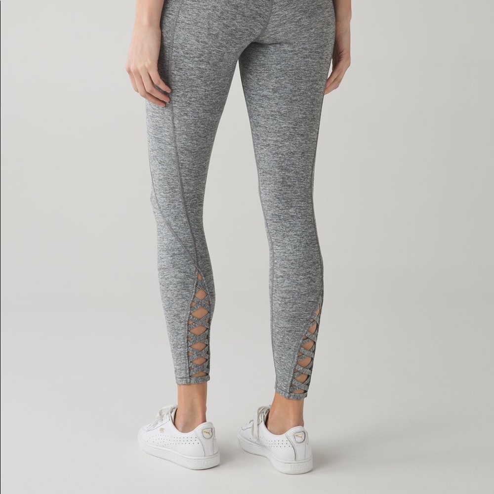 Lululemon Gray Spacedye Pure Practice Criss Cross Ankle High Rise